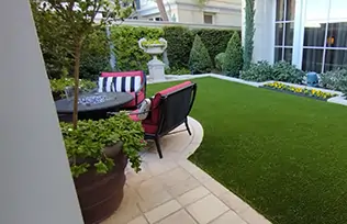 Artificial grass lounge area